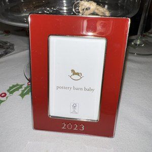 Pottery Barn Kids (PB) 2023 RED Enamel Rectangle Christmas Frame Ornament NIB